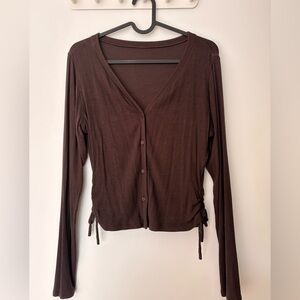 Lululemon Brown Side-Cinch Ribbed Cardigan